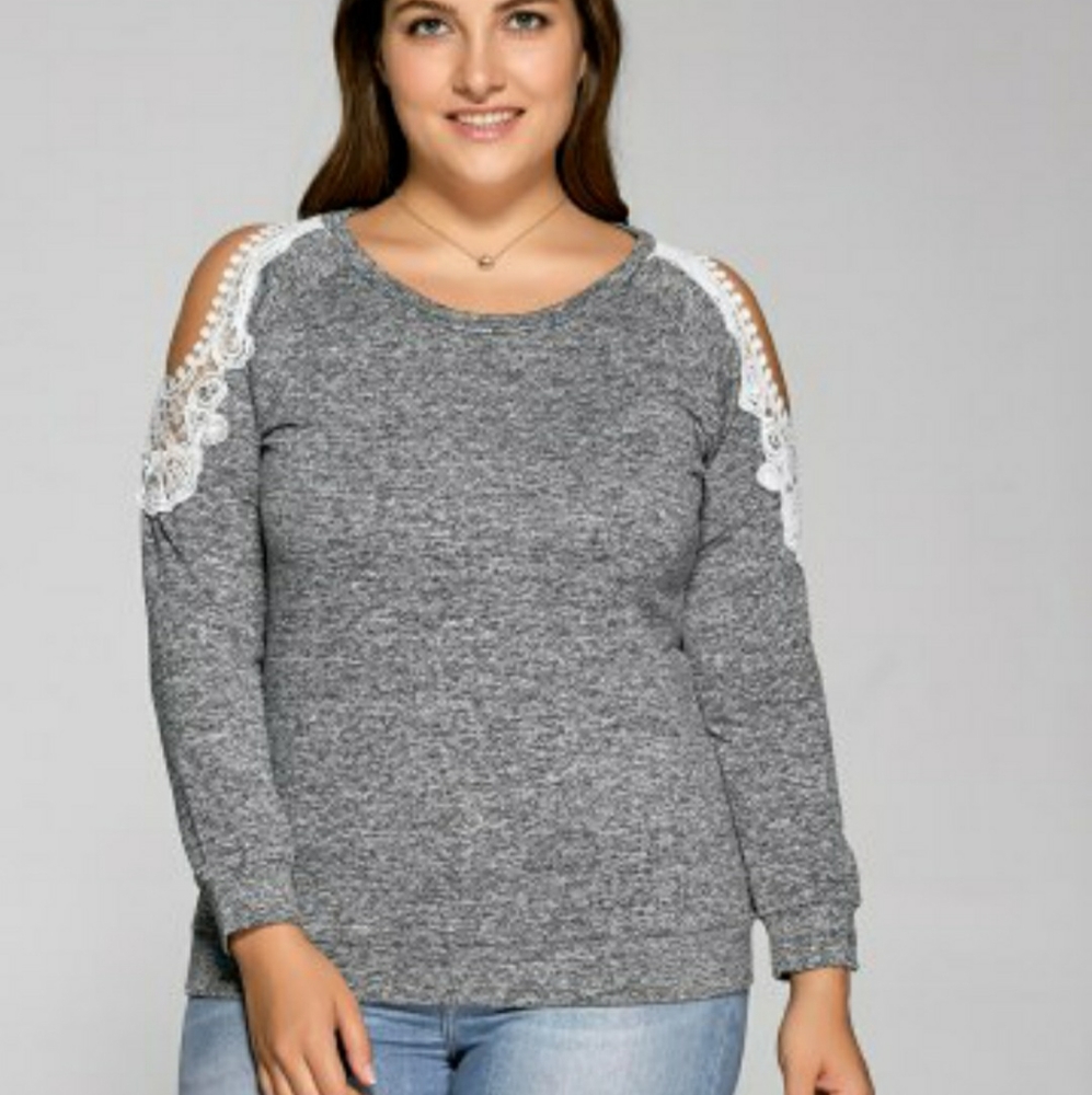 New Sz12 Open shoulder crochet sweater